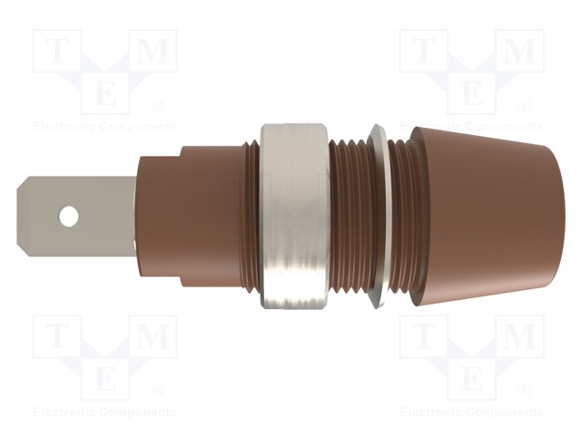Socket; 4mm banana; 32A; 1kV; brown; nickel plated; screw; 41mm