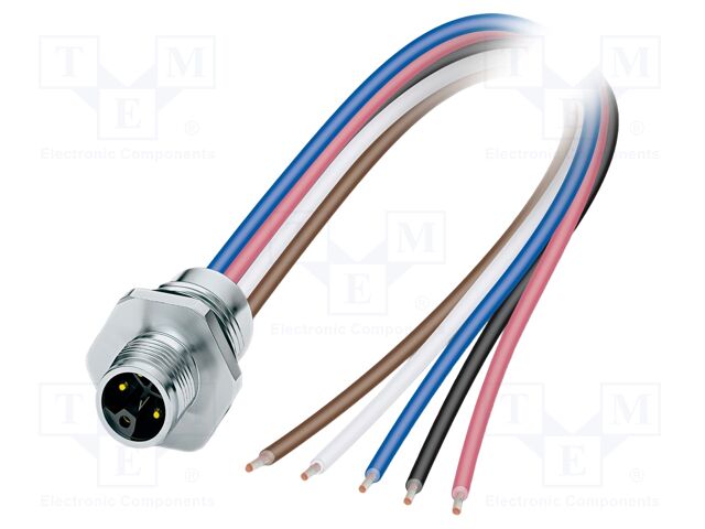 Connector: M12; socket; PIN: 5; male; straight; cables; 2m; 4+PE
