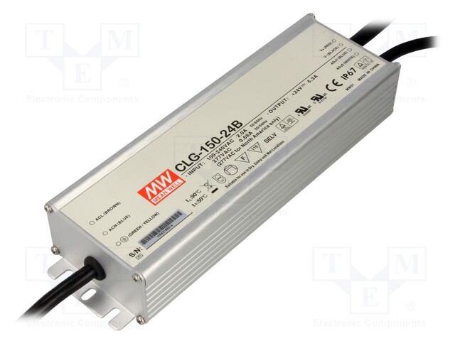 Power supply: switched-mode; LED; 151.2W; 24VDC; 3.15÷6.3A; IP67