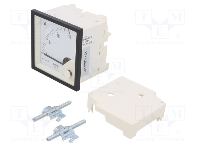 Meter; on panel; analogue; 0÷15A; Class: 1,5; IP52; Length: 61mm