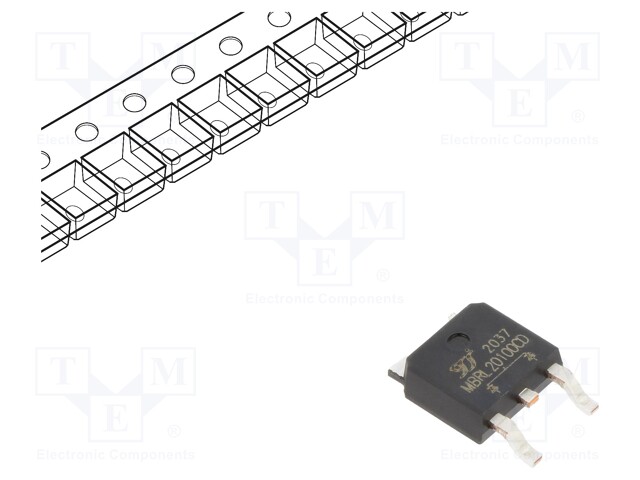 Diode: Schottky rectifying; SMD; 100V; 20A; Ufmax: 0.72V; TO252