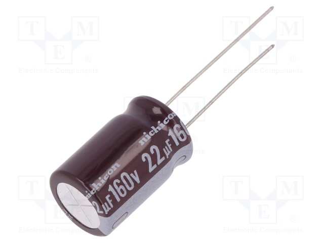 Capacitor: electrolytic; low impedance; THT; 22uF; 160VDC; ±20%