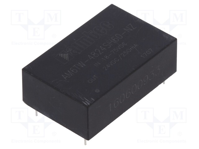 Converter: DC/DC; 6W; Uin: 18÷75V; 24VDC; Iout: 250mA; DIP24; 13g