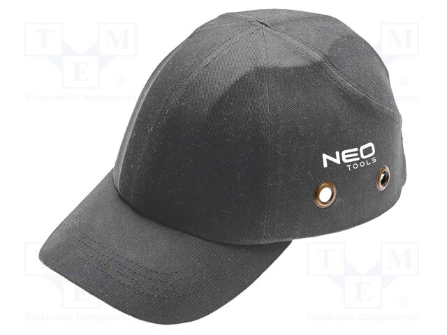 Baseball cap; strengthened construction; grey; cotton