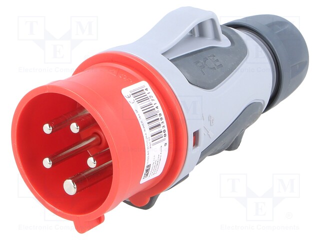 Connector: AC supply 3-phase; plug; male; 16A; 400VAC; IP44; PIN: 5