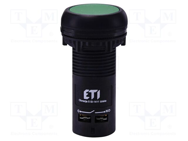 Switch: push-button; 22mm; NC + NO; green; IP65; flat; E; Pos: 2