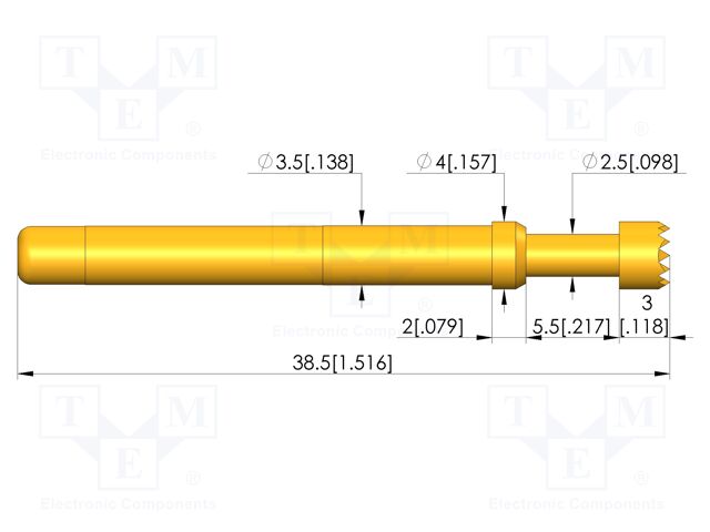 Test needle; Spring compression: 4.4mm; 5.5mm; 12A; CuBe; Ø: 4mm