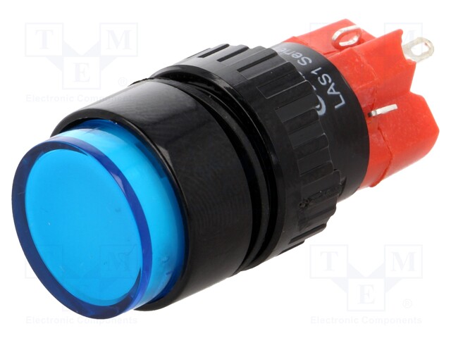 Switch: push-button; Pos: 2; SPDT; 3A/220VAC; 2A/24VDC; blue; blue