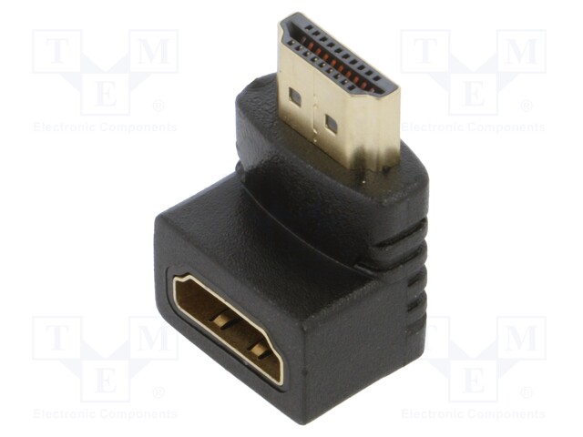 Adapter; HDMI 1.4; HDMI socket,HDMI plug 90°; black
