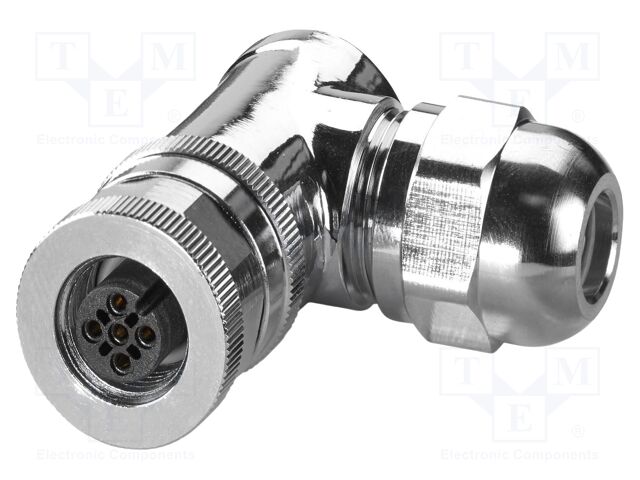 Connector: M12; plug; PIN: 5; 48V; angled; IP67; screw terminal; 4A
