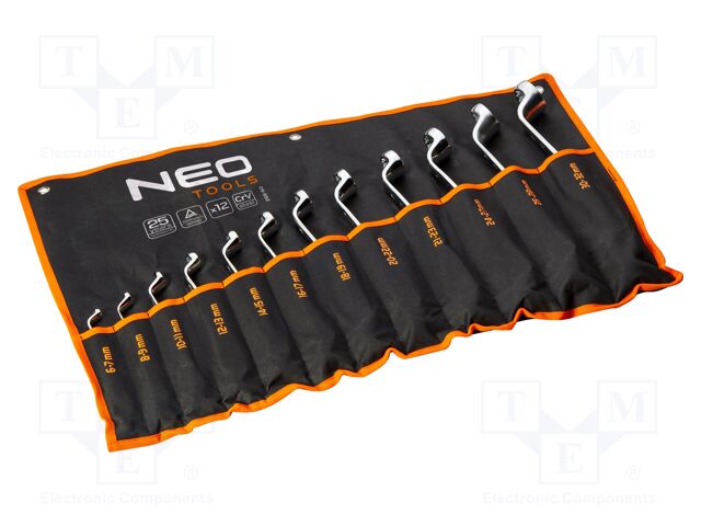 Wrench-set; box,bent; Chrom-vanadium steel; 12pcs; Kit: case