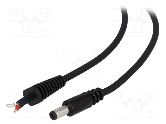 Cable; wires,DC 5,5/2,1 plug; straight; 1mm2; black; 1.5m