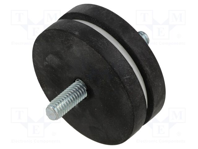 Magnet: permanent; NdFeB; 83N; Ø: 43mm; H: 21mm; rubber,steel; disk