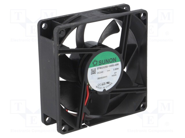 Fan: DC; axial; 24VDC; 80x80x25mm; 56.06m3/h; 28dBA; ball bearing