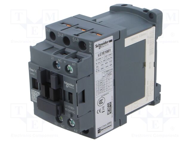 Contactor: 3-pole; NO x3; Auxiliary contacts: NC; 24VDC; 18A; 690V