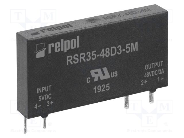 Relay: solid state; 3÷58VDC; 1-phase; PCB; -30÷80°C; 28x5.2x15mm