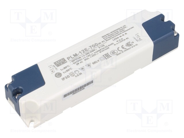 Power supply: switched-mode; LED; 12.6W; 11÷18VDC; 700mA; IP30