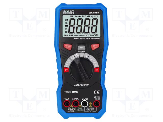 Digital multimeter; LCD; (6000); VDC: 600mV,6V,60V,600V,1kV