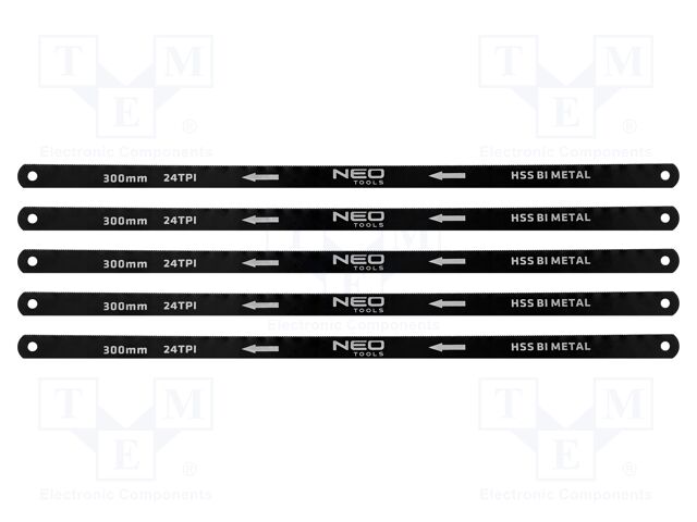 Single sided; metal; 300mm; 5pcs; Accessories: hacksaw blade