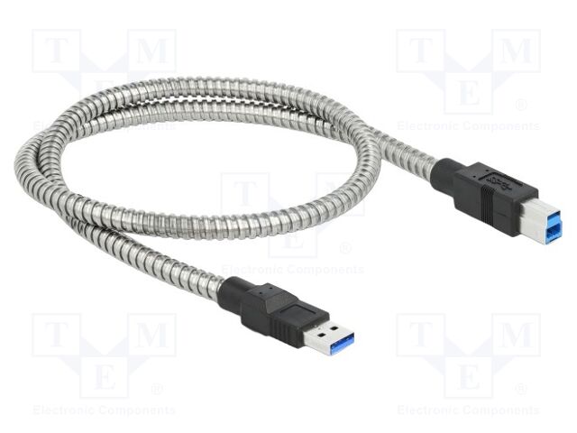 Cable; USB A plug,USB B plug; 0.5m; silver; 24AWG,28AWG; 5Gbps