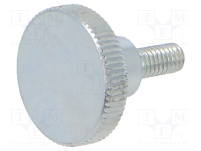 Knob; Ø: 11mm; Ext.thread: M2,5; 6mm; H: 6.5mm; steel; knurled