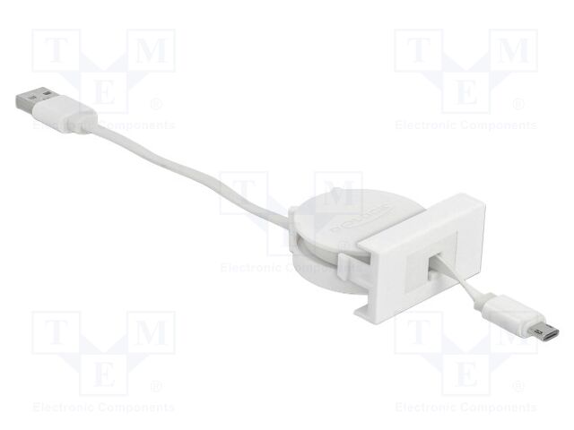 USB module; Easy 45; USB A plug,USB B micro plug; white; 480Mbps
