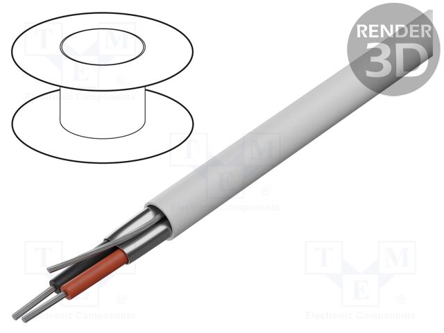 Wire; 1x2x22AWG; shielded,Al-PET foil; PVC; white; 300V; 305m