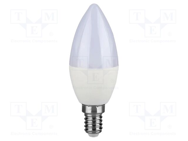 LED lamp; white cold; E14; 220÷240VAC; 470lm; P: 5.5W; 200°; 6400K
