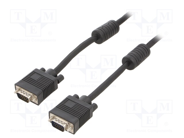 Cable; D-Sub 15pin HD plug,both sides; black; 5m