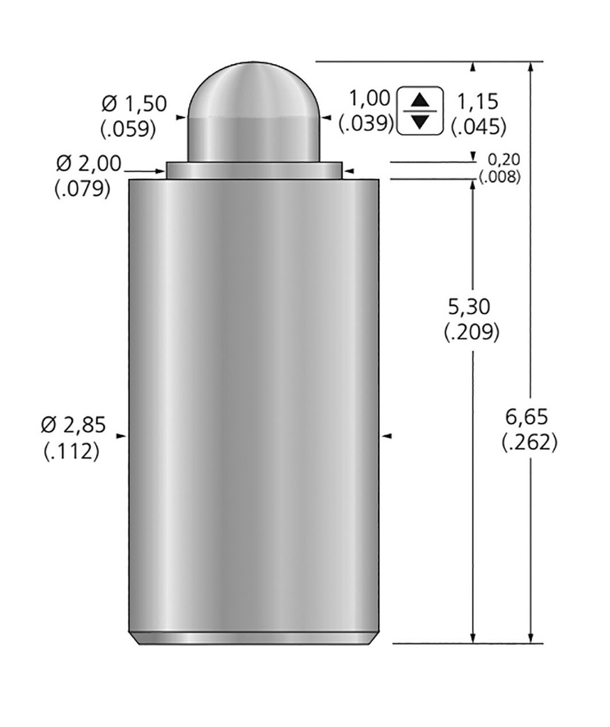 Test needle; Operational spring compression: 0.75mm; 1A; Ø: 1.5mm