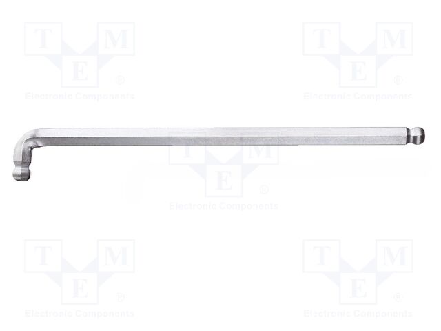 Wrench; hex key,spherical; 6mm; Overall len: 186mm; tool steel