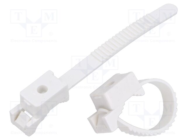 Cable strap clip; L: 80mm; 100pcs; -15÷80°C; StrapLock; Body: white