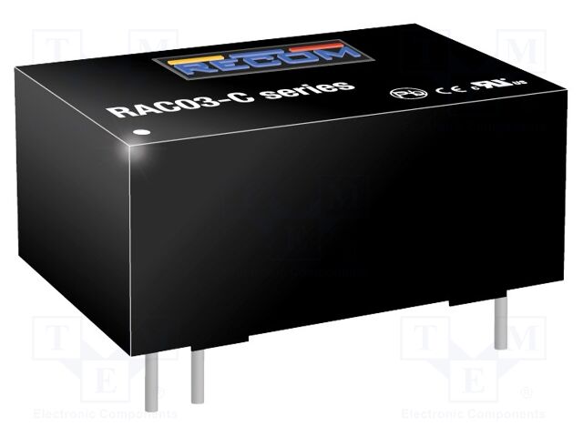 Converter: AC/DC; 3W; Uout: 12VDC; Iout: 250mA; 76%; Mounting: PCB