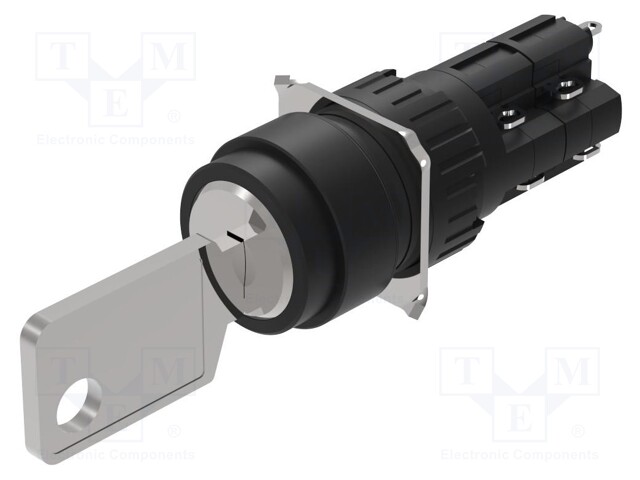 Switch: rotary with key; 16mm; Stabl.pos: 2; NC x2 + NO x2; Pos: 2