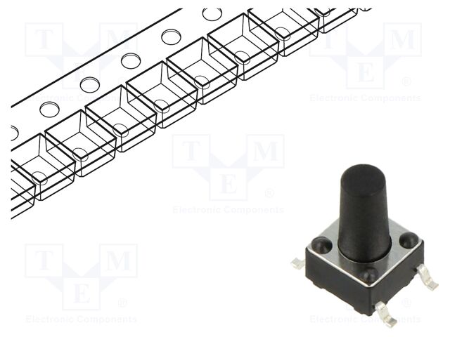 Microswitch TACT; SPST; Pos: 2; 0.05A/12VDC; SMT; 1.57N; 6x6x3.5mm