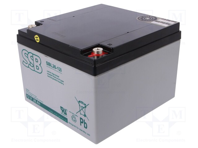Re-battery: acid-lead; 12V; 26Ah; AGM; maintenance-free