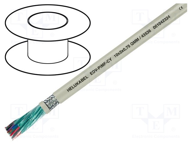 Wire; Li-2Y-CY-PIMF; 2x2x1mm2; PVC; grey; 300V