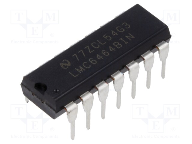 Operational Amplifier, 4 Amplifier, 50 kHz, 0.028 V/µs, 3V to 15.5V, DIP, 14 Pins