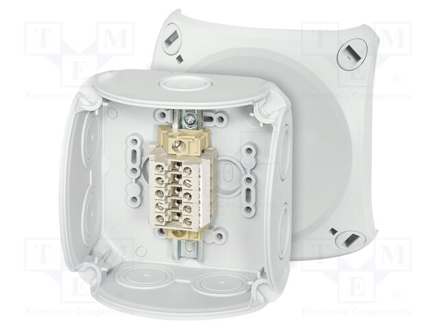Enclosure: junction box; IP66; with terminals; grey