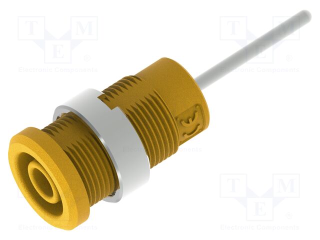 Connector: 4mm banana; socket; yellow; nickel plated; insulated