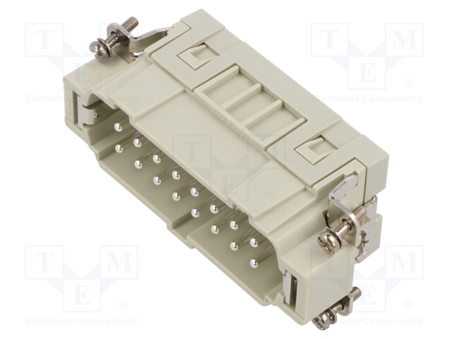 Connector: HDC; contact insert; male; CSE; PIN: 16; 16+PE; 16A; 600V