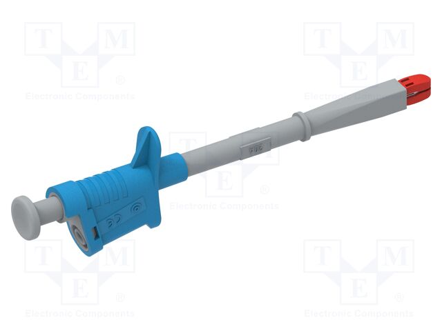 Clip-on probe; crocodile; 20A; blue; Contacts: brass; 4mm; L: 153mm