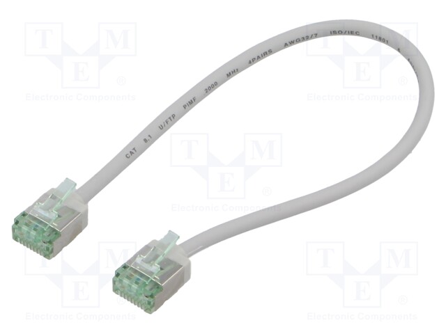 Patch cord; U/FTP; Cat 8.1; stranded; Cu; LSZH; grey; 0.25m; 32AWG