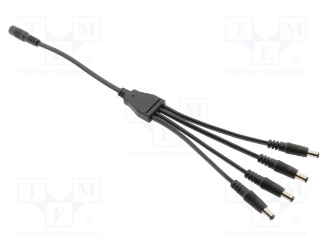 Cable; 2x0.75mm2; DC 5,5/2,1 plug x4,DC 5,5/2,1 socket; black