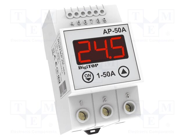 Current monitoring relay; AC current; 230VAC; IP20; 52.5x90x64mm