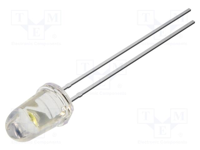 LED; white; 5mm; 8400mcd; 30°; Front: flat; 3.1VDC; No.of term: 2