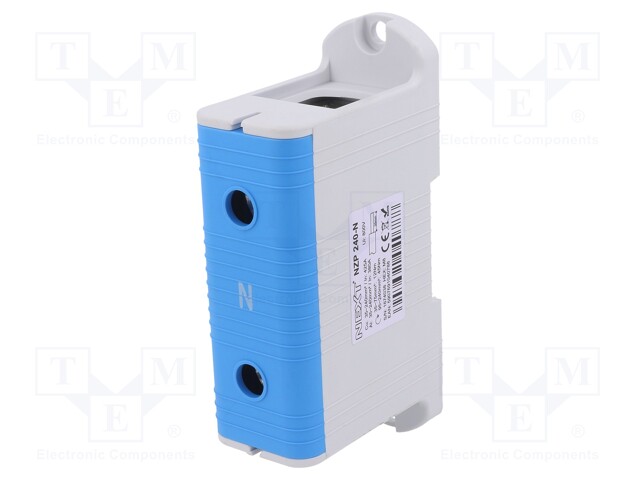 Splice terminal: rail; 240mm2; ways: 1; terminals: 2; blue; TS35