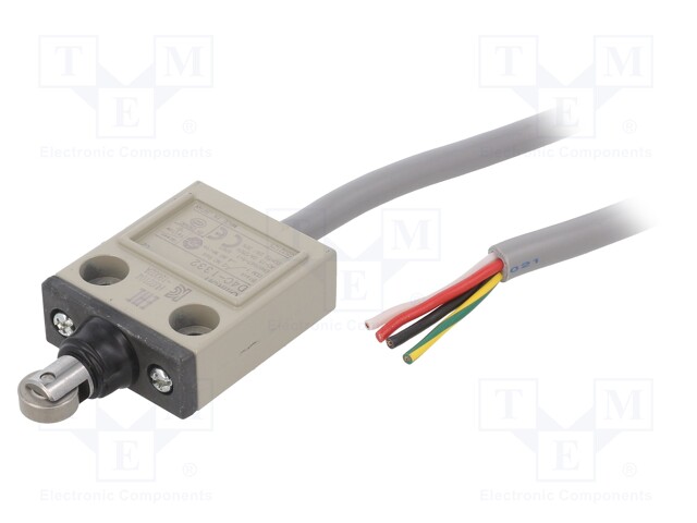 Limit switch; oblong metal roller Ø12mm; NO + NC; 10A; lead 5m