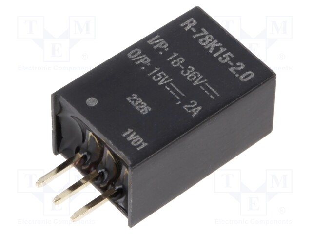 Converter: DC/DC; Uin: 18÷36V; Uout: 15VDC; Iout: 2A; SIP3; 1.7g; THT