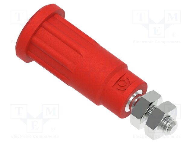 Connector: 2mm banana; socket; 10A; 28.3mm; red; M3; insulated